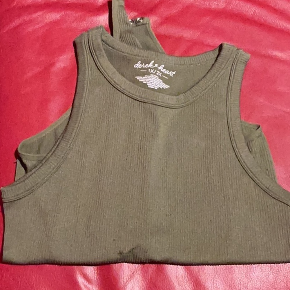Derek Heart Olive Ribbed Tank Top